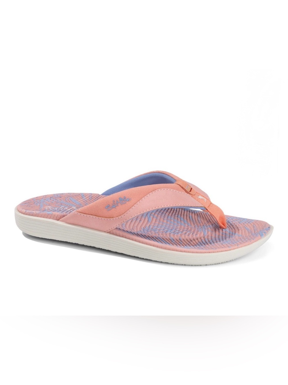 NWT Salt Life Coral Tropical Palm Memory Foam Flip Flops Sandals Size 9
